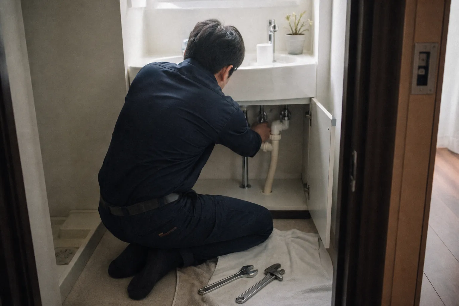 水回りを修理する作業スタッフ